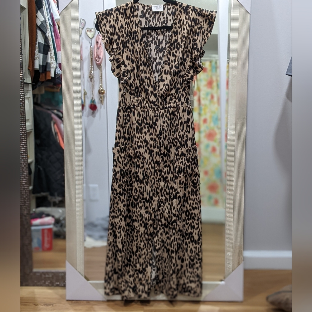 Leopard print  midi length dress